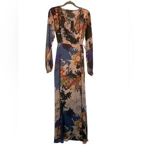 Lulu's Blue Floral Wrap Maxi Dress